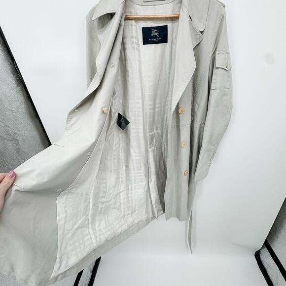 Burberry Trench Chelsea Kensington Short Belt Jacket Coat Grey Rain White 14R LW - Picture 10 of 16